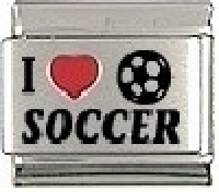 I LOVE SOCCER (ik hou van voetbal) -gekleurde 9 mm schakel-
